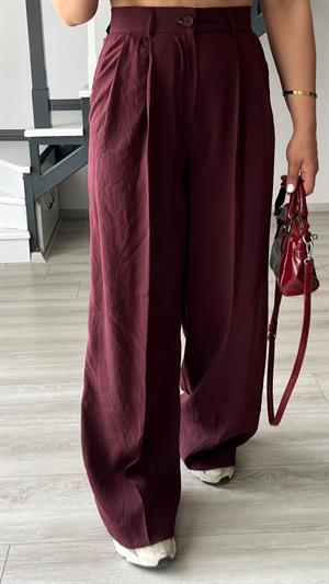 Mürdüm Tnsel Tek Düğme Bluz-Pantolon Takım