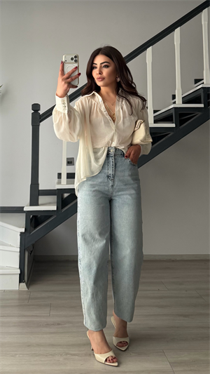 Nakışlı Barrel Fit Jean