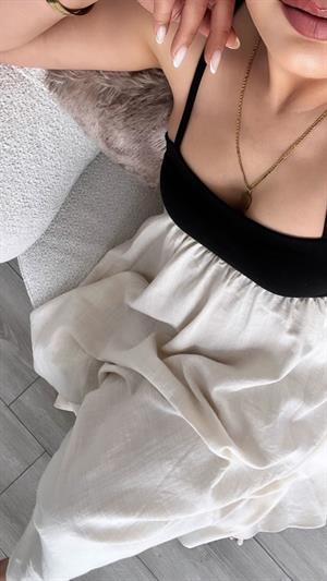 Natural Patchwork Maxi Keten Elbise 