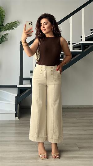 Naturel Gold Düğme Detaylı Duble Paça Jean