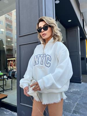 NYC Embroidered Zip-Up Sweatshirt