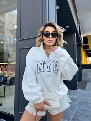 NYC Embroidered Zip-Up Sweatshirt