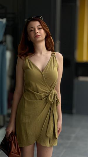 Olive Linen Cover Dress