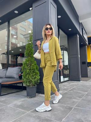 Olive Müslin Kumaş Takım