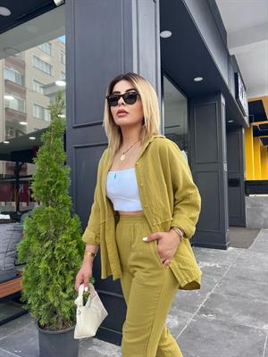 Olive Müslin Kumaş Takım
