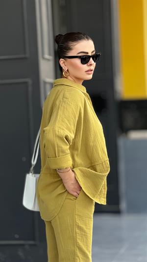Olive Müslin Kumaş Takım
