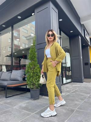 Olive Müslin Kumaş Takım