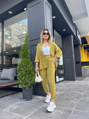 Olive Müslin Kumaş Takım