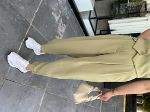 Olive Paça Düğmeli Pantolon