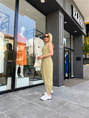 Olive Paça Düğmeli Pantolon