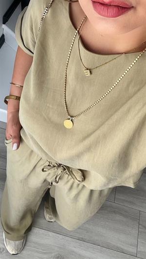 Olive Premium Tnsel Bluz-Pantolon Takım