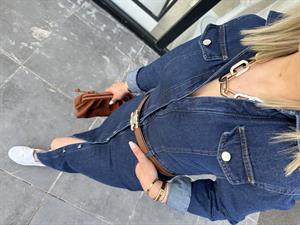 Önden Düğmeli Midi Boy Denim Elbise 