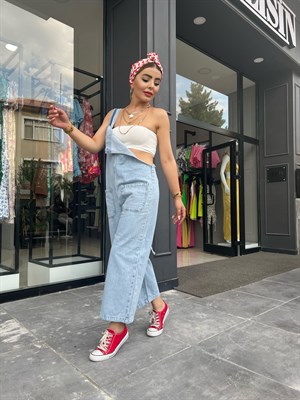 Denim Jumpsuit with Front Pockets
