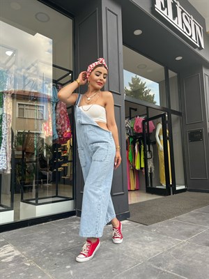 Denim Jumpsuit with Front Pockets