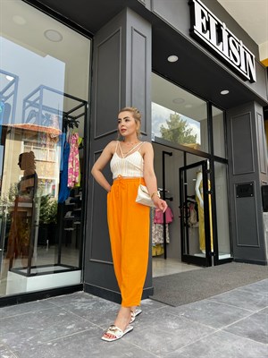 Orange Keten Şalvar Pantolon