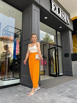 Orange Keten Şalvar Pantolon