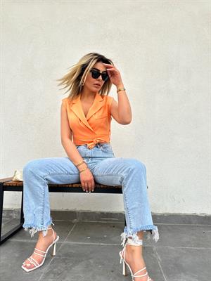 Orange Kuşaklı Bağlamalı Yelek