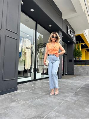 Orange Kuşaklı Bağlamalı Yelek