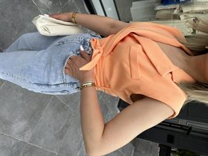 Orange Kuşaklı Bağlamalı Yelek