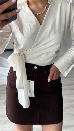 Orijinal Marka Acı Kahve Denim Etek