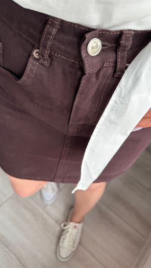 Orijinal Marka Acı Kahve Denim Etek