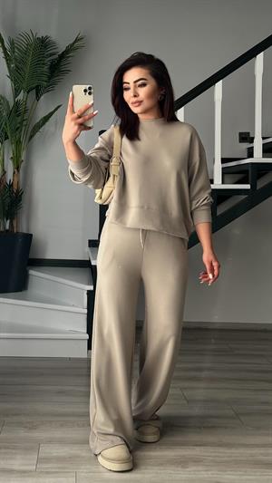 Orijinal Marka Bej Sweat - Pantolon Takım