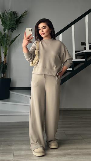 Orijinal Marka Bej Sweat - Pantolon Takım