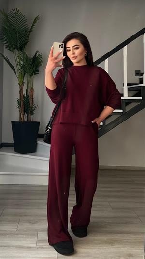 Orijinal Marka Bordo Sweat - Pantolon Takım