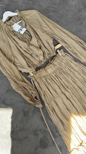 Original Brand Stone Embellished Blouse and Skirt Set