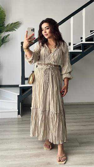 Original Brand Stone Embellished Blouse and Skirt Set
