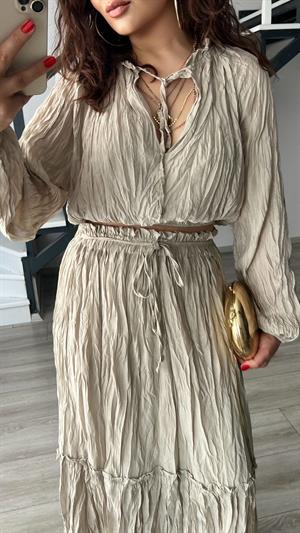 Original Brand Stone Embellished Blouse and Skirt Set