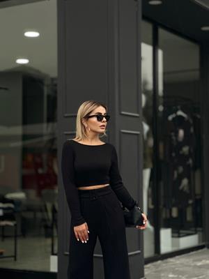 Örme Triko Crop Pantolon Takım
