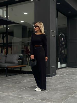 Örme Triko Crop Pantolon Takım