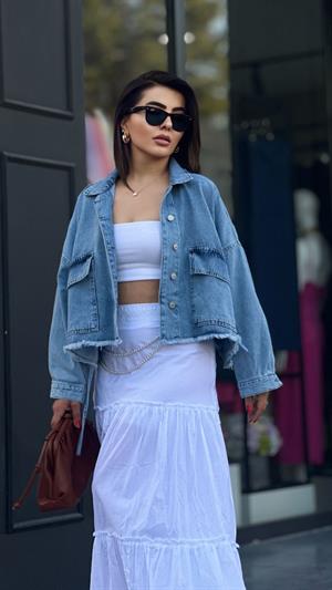 Oversize Büyük Cep Denim Ceket