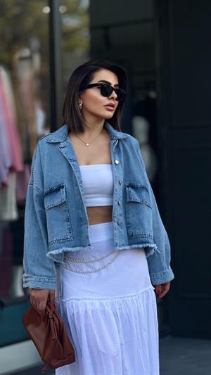 Oversize Büyük Cep Denim Ceket