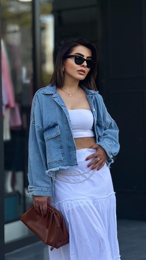 Oversize Büyük Cep Denim Ceket