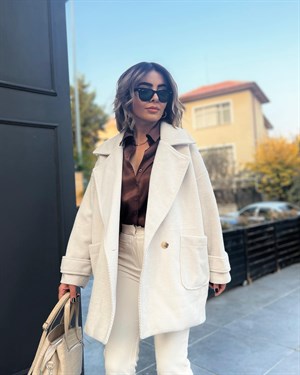 Oversize Kaşmir Dokulu Kaşe Kaban