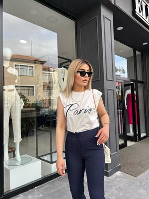 Paris Nakışlı Vatkalı Tshirt