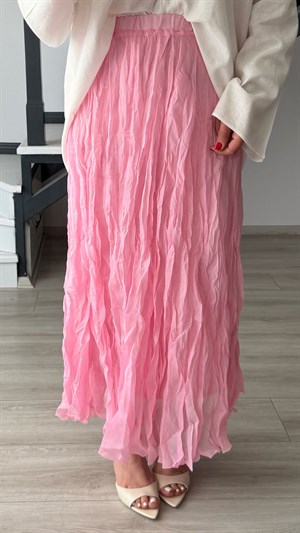 Pink Lined Crinkle Skirt