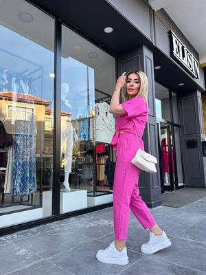 Pembe Bağlamalı Gömlekli Takım