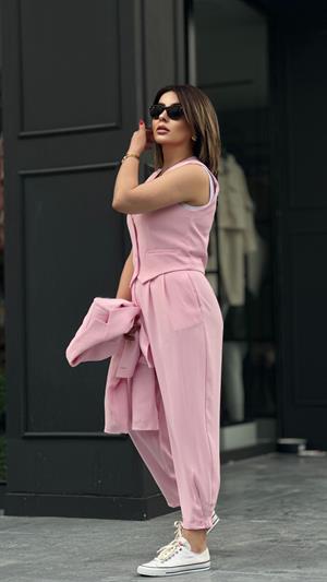 Pembe Düğmeli Yelek 