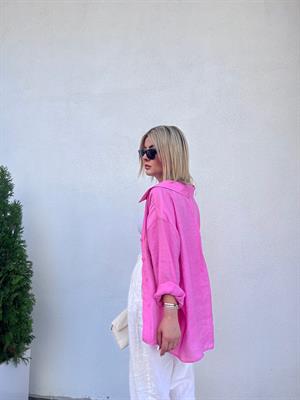 Pembe Oversize Tensel Gömlek