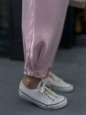 Pembe Paça Düğmeli Pantolon 