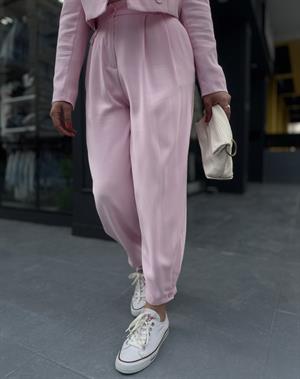Pembe Paça Düğmeli Pantolon 