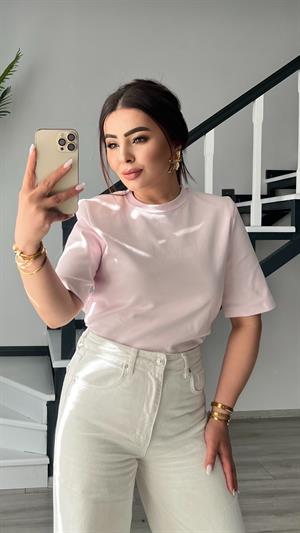 Pembe Premium Vatkalı Tişört 