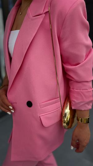 Pembe Regular Tek Düğme Blazer Ceket 
