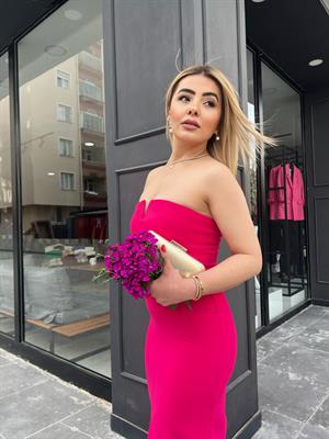 Fuchsia Strapless Pencil Dress