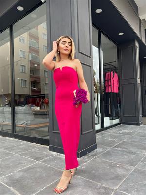 Fuchsia Strapless Pencil Dress