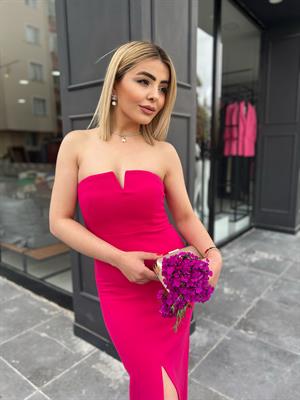 Fuchsia Strapless Pencil Dress