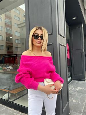 Pink V-Neck Fluffy Cardigan